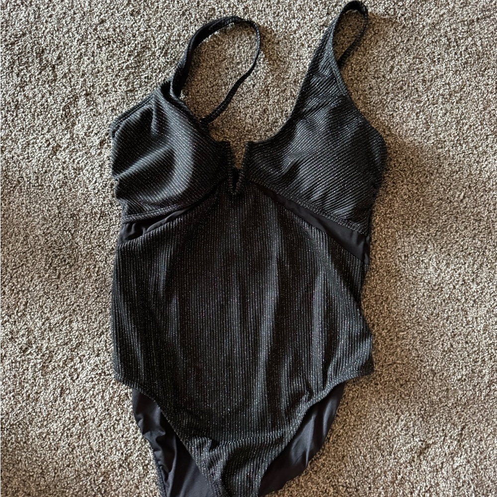 Cupshe Black Shimmery One-Piece Swimsuit